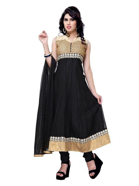 Black Embroidered Net Semi Stitched Anarkali Salwar Suit Diva Fusion 329734