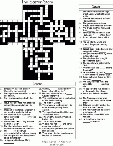Printable Easter Crossword Puzzles For Adults Printable Crossword Puzzles