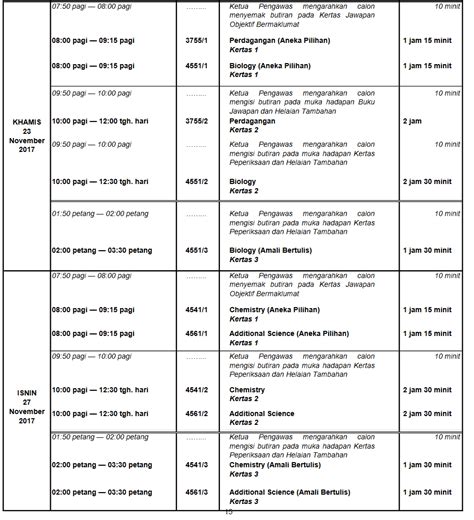 Jadual waktu peperiksaan spm 2020 telah dikeluarkan oleh lembaga peperiksaan malaysia (lpm). Jadual Peperiksaan SPM 2017 Sijil Pelajaran Malaysia ...