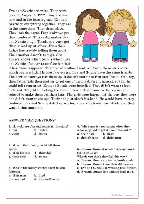 Reading Comprehension For Beginner And Elementary Students 9 Worksheet