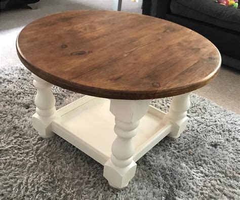 Round Coffee Table Shabby Chic Farmhouse Style Furniture In