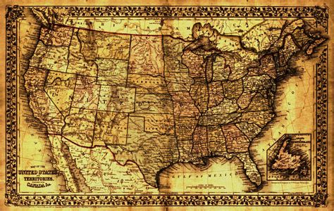 Old Map Of United States Map Vector