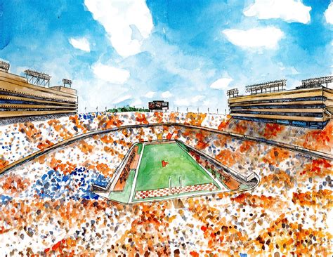 Tennessee Neyland Stadium Watercolor Print Etsy