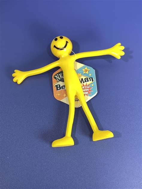 Yellow Pliable Plastic Bendable Man Smiley Head Face Novelty Toy Happy