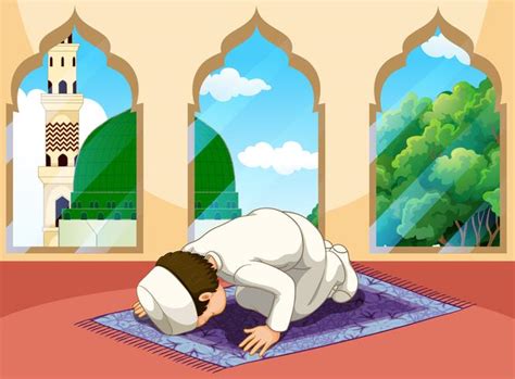 A Muslim Man Pray At Mosque 444785 Vector Art At Vecteezy