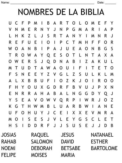 Nombres De La Biblia Word Search Wordmint