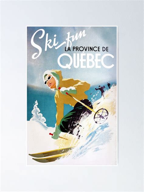 Vintage Ski Poster Woman Skiing In Quebec Poster By Glimmersmith