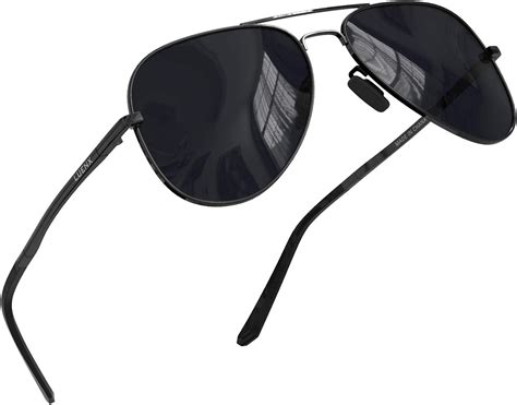 Luenx Aviator Sunglasses For Mens Womens Polarized Gradient Black Lens Metal Black Frame 60mm