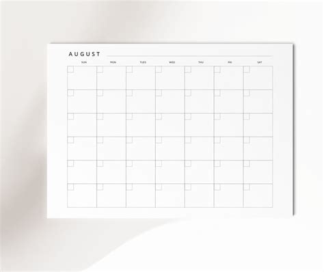 Printable 12 Month Blank Calendar Blank 85 X 11 Inches Etsy