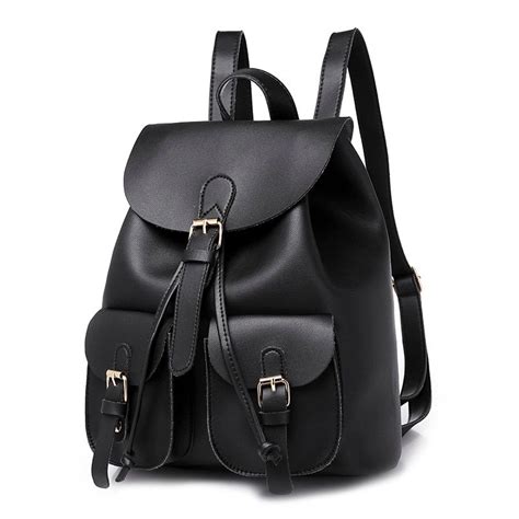 Women Leather Backpack Black Bolsas Mochila Feminina Large School Backpacks For Teenage Girls