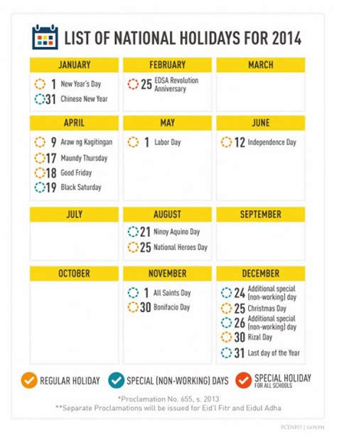 2014 Philippine Official Holidays The Mermaid Travels