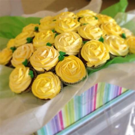 A Box Of Yellow Roses Cupcake Bouquet Cupcake Bouquet How To Make