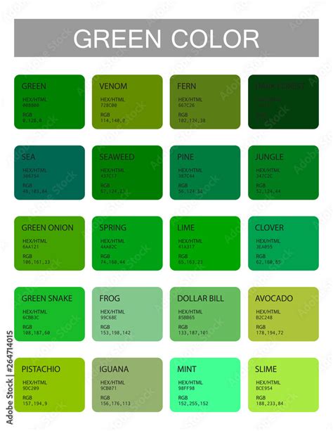 99 Shades Of Green Color With Names Hex Rgb Cmyk 60 Off