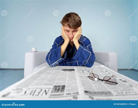 Man With Newspaper Hard Find A Job Royalty Free Stock Photos Image