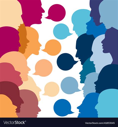 People Profile Heads In Dialogue Background Vector Image