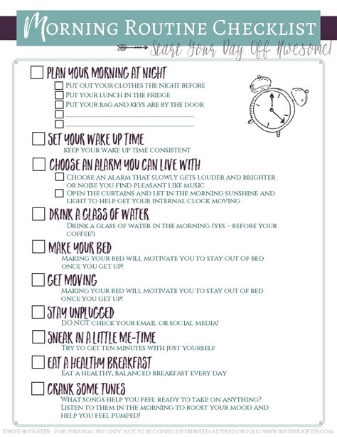 Start The Day Awesome Morning Routine Checklist For Adults Busy