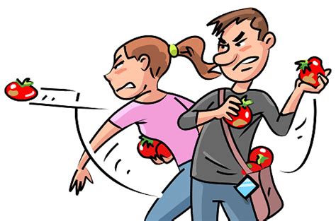 Young People Throwing Tomatoes Stock Illustration Download Image Now