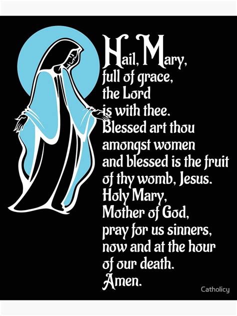 Hail Mary Full Of Grace Prayer Catholic Blessed Mother Mary Poster