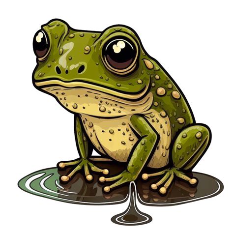 Green Frog In Cartoon Style 22911702 Png