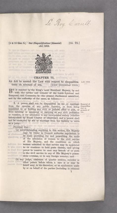Sex Disqualification Removal Act Page 1 Uk Parliament