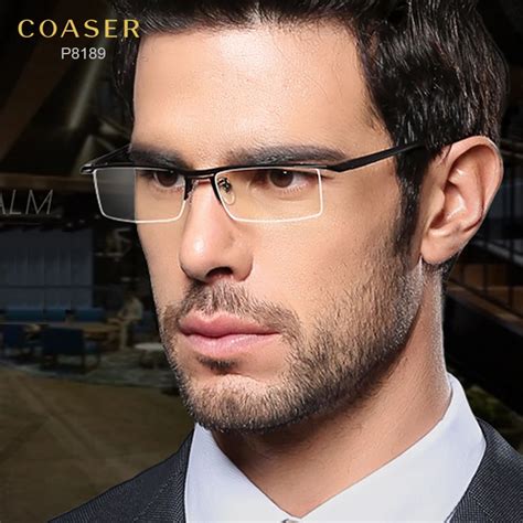 buy glasses frame men half brand designer titanium rimless eyeglasses frame