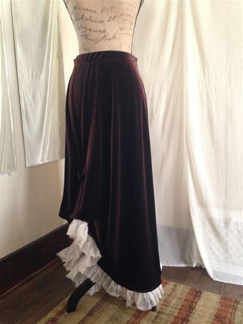 Items Similar To Lagenlook Long Ruffled Skirt Velvet Brown Maxi