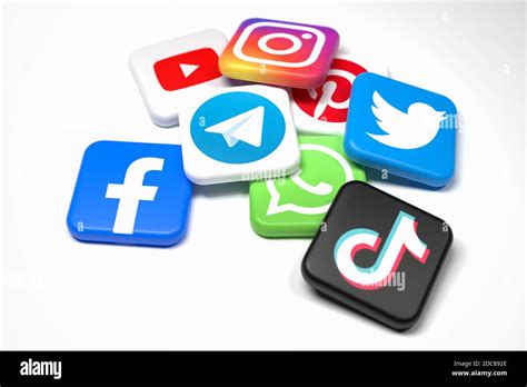 Logos Of The Major Social Media And Messaging Sites Youtube Instagram Pinterest Twitter