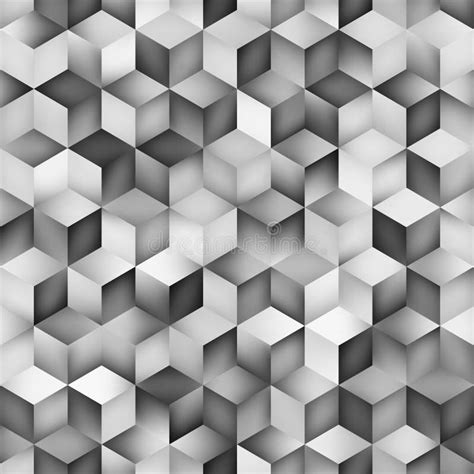 Vector Seamless Greyscale Gradient Cube Shape Rhombus Grid Geometric