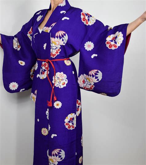 Japanese Kimono Antique Robe Silk With Obijime Belt Silk Gown Silk Kimono Robe Present