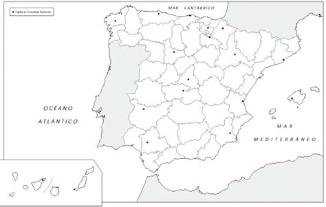 Mapa Mudo De España Y Sus Provincias