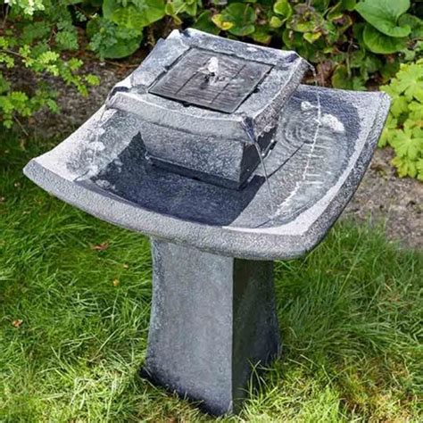 Most solar cells require six to eight hours worth of daylight in order to store enough energy in the cell to power the water fountain. Pagoda Oriental Solar Powered Garden Water Feature Bird Bath