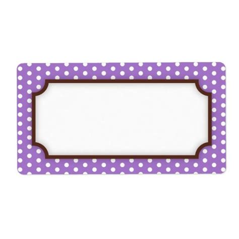 Chic Blank Purple Violet Polka Dot Dots Pattern Label Zazzle
