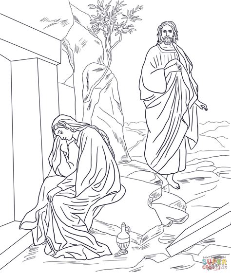 Gambar Jesus Appears Mary Magdalene Resurrection Coloring Page Click