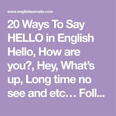 20 Ways To Say Hello In English Hello How Are You Hey Whats Up