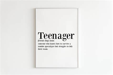 Teenager Definition Print Funny Teen Bedroom Decor Poster Etsy Australia