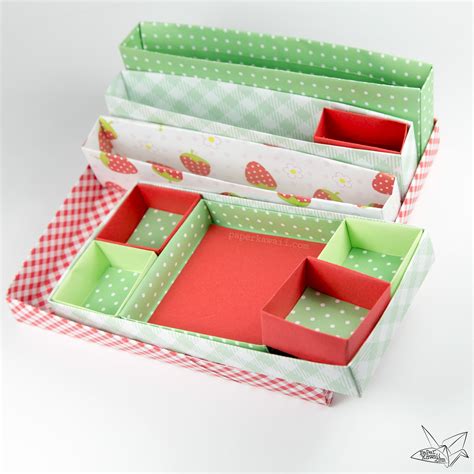 Origami Desk Organiser Tutorial Nested Boxes Paper Kawaii