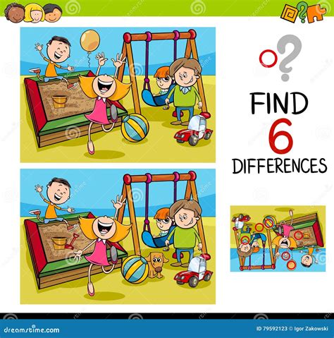 Game Of Differences With Kids Stock Vector Illustration Of Task