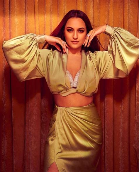 Sonakshi Sinha Makes A Sizzling Statement In A Crystallised Bralette And Green Slit Skirt