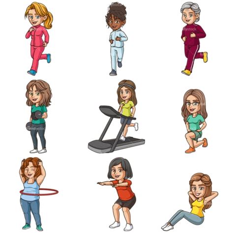 Cartoon Women Working Out Clipart Vector Collection Friendlystock