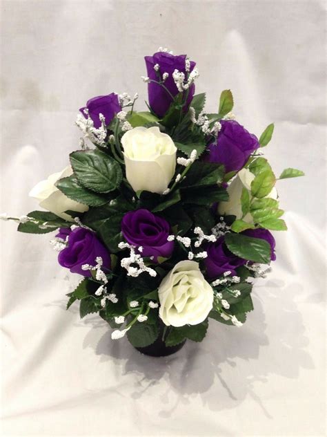 Grave Pot Artificial Silk Flower Arrangement All Round All ...