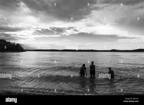 Children Playing On In The Lake Stock Photo Alamy