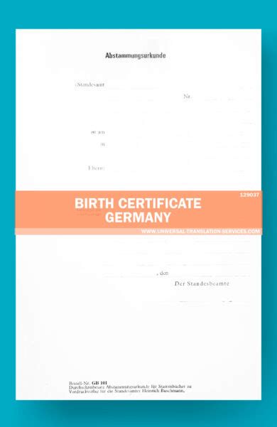 german birth certificate translation template for 15