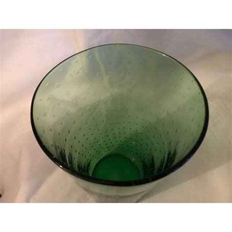 Vase Vert En Verre Soufflé Bullé Empoli 1950 Selency