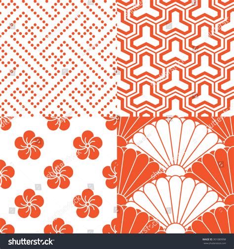 Set Traditional Japanese Patterns Stock Vector Royalty Free 301089998