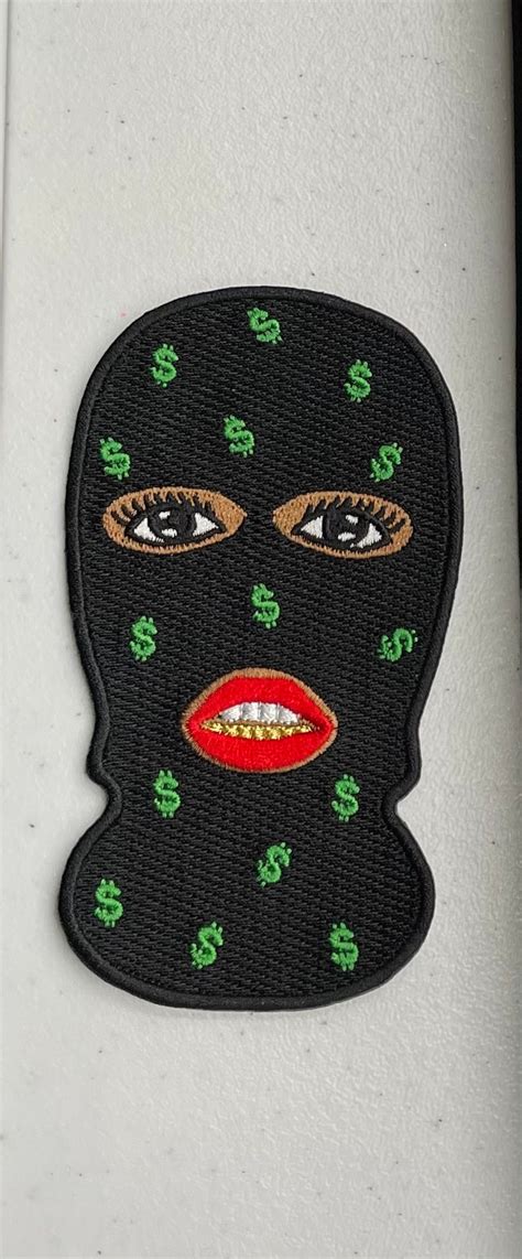5 Black Girl With Ski Mask Patch Girl With Gold Grillz Etsy