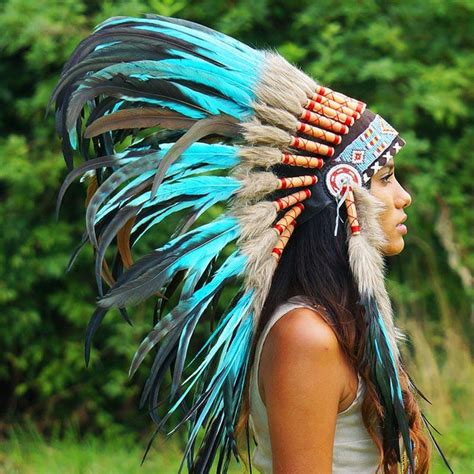 Turquoise Native American Headdress 75cm Indian Headdress Novum
