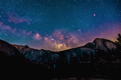 Nature Landscape Stars Night Mountains Galaxy Milky Way