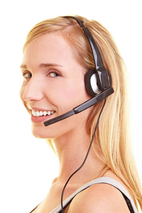 Smiling Woman With Headset Stock Photo Image Of Laugh 14005746