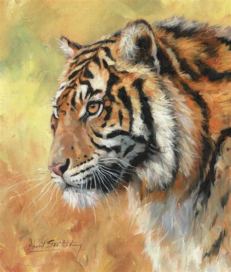 Portrait Of An Amur Tiger Painting By David Stribbling Pixels