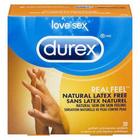 Love Sex Real Feel 20 Synthetic Polyisoprene Condoms Durex 20 Ea